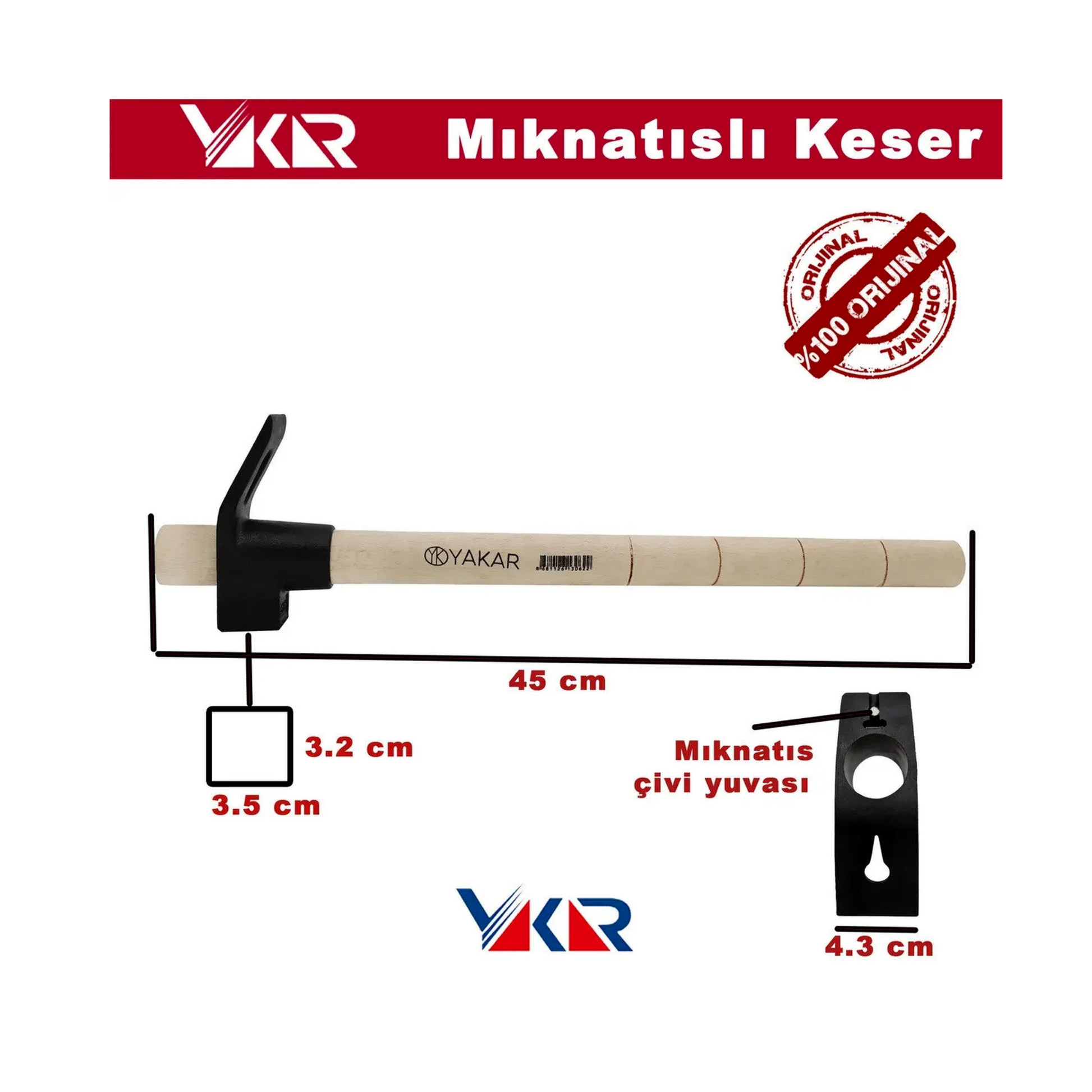 Yakar Mıknatıslı Saplı Keser, Ahşap Saplı Dövme Çelik